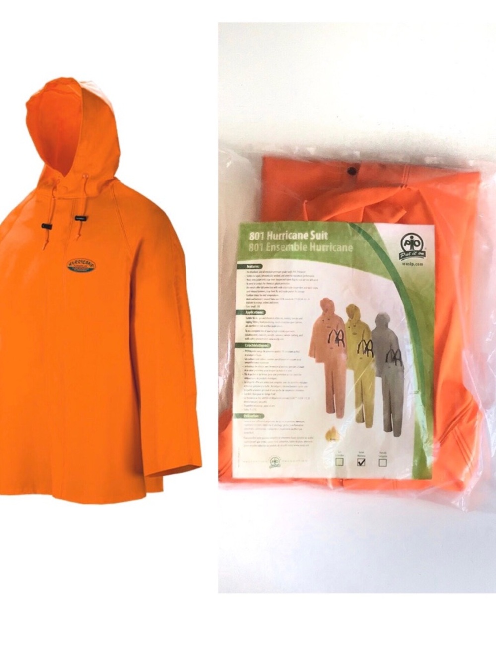 Size Medium 801 Hurricane Rain Jacket with Attached Hood Unisex